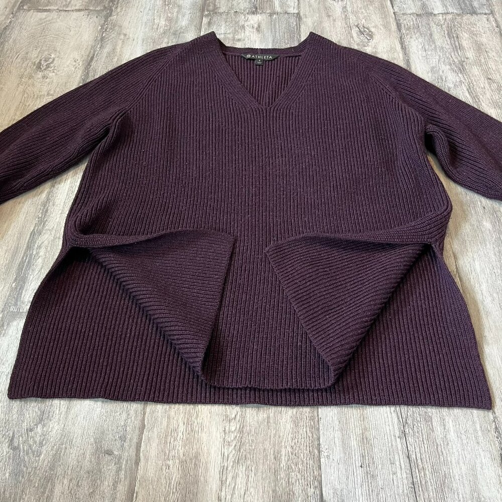 Athleta Switchback Wool-Blend Sweater, Auberge Purple, Oversized, Small - Picture 5 of 8